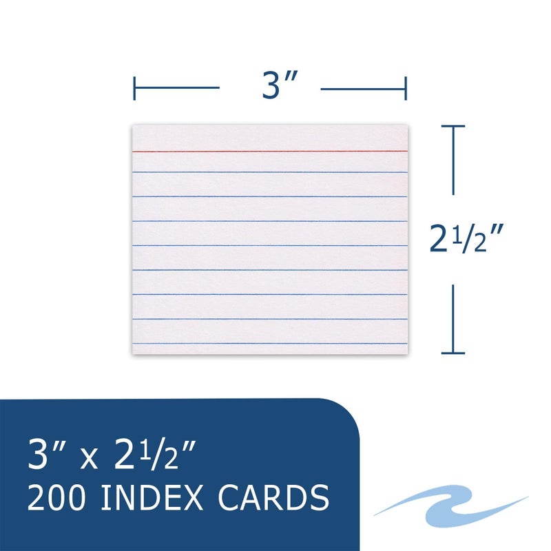 Roaring Spring Mini Index Cards 3"x2.5", 200 Count, 100# White Single Sided Ruled Paper, In Convent Tray Holder, Blank on Back (Pack of 1) - Image 2